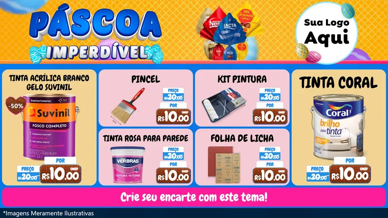 Modelo de TV para TV Horizontal com o tema Páscoa Imperdível para Tintas e Ferramentas