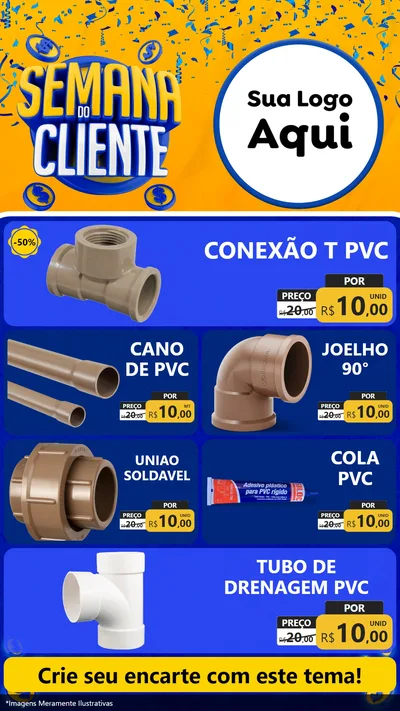 Modelo de TV para TV Vertical com o tema Semana do Cliente para Tubos e conexões