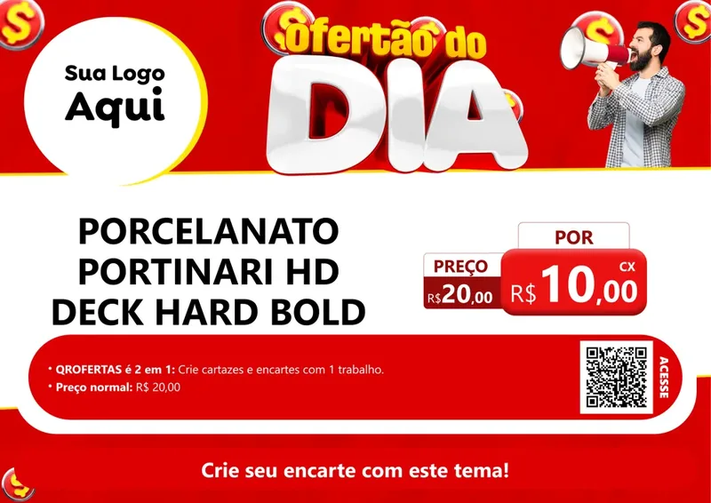 Modelo de Cartaz para Cartaz A4 Horizontal com o tema Ofertão do dia para Pisos e revestimentos