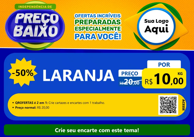 Modelo de Cartaz para Cartaz A4 Horizontal com o tema Independência de Preço Baixo para Hortifrúti