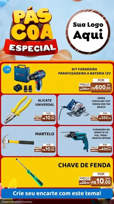 Modelo de TV para TV Vertical com o tema Páscoa Especial para Maquinas e Ferramentas