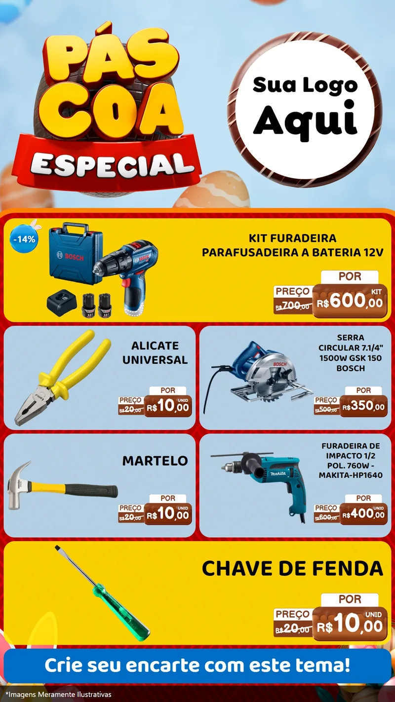Modelo de TV para TV Vertical com o tema Páscoa Especial para Maquinas e Ferramentas