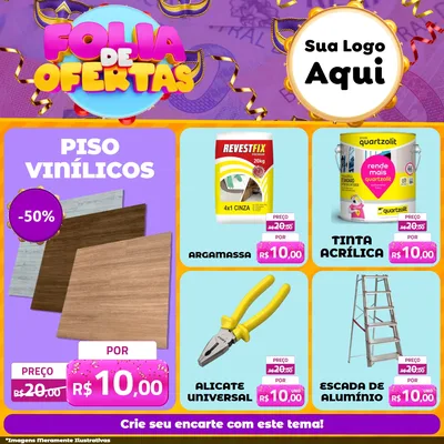 Modelo de Rede Social para Feed Facebook com o tema Folia de Ofertas para Material para Construção