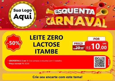 Modelo de Cartaz para Cartaz A4 Horizontal com o tema Esquenta Carnaval para Frios e Laticínios