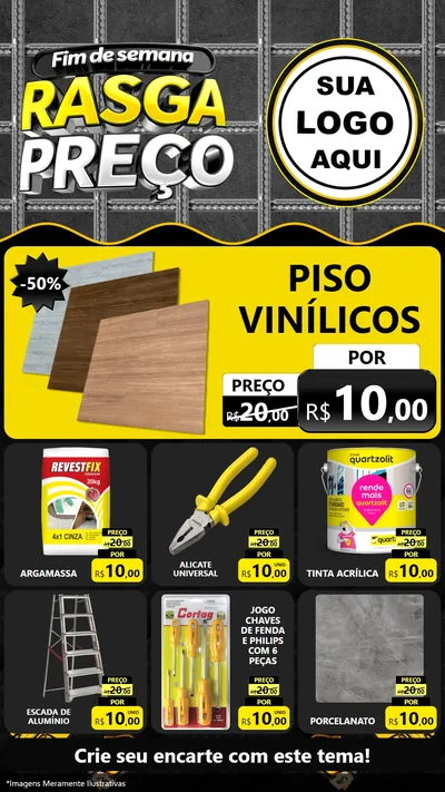 Modelo de Rede Social para Stories com o tema Fim de Semana Rasga Preço para Material para Construção