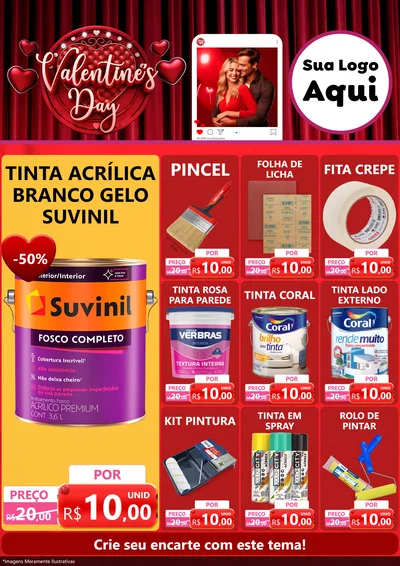 Modelo de Encarte para Encarte A4 Vertical com o tema Valentine's Day para Tintas e Ferramentas