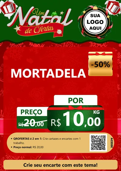 Modelo de Cartaz para Cartaz A4 Vertical com o tema Um Natal de Ofertas para Frios e Laticínios
