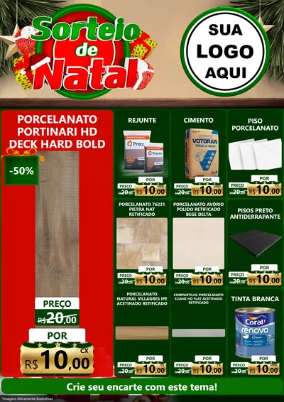 Modelo de Encarte para Encarte A4 Vertical com o tema Sorteio de Natal para Pisos e revestimentos