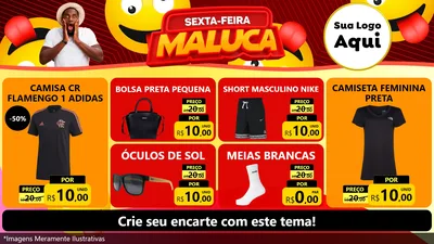 Modelo de TV para TV Horizontal com o tema Sexta-feira Maluca para Roupas e acessórios