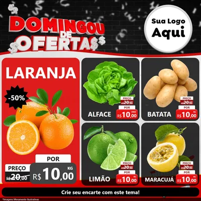 Modelo de Rede Social para Feed Facebook com o tema Domingou de Ofertas para Hortifrúti