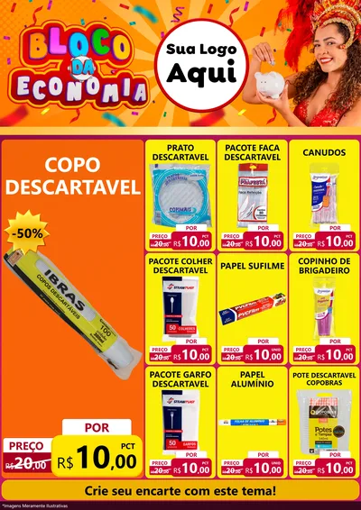Modelo de Encarte para Encarte A4 Vertical com o tema Bloco da Economia para Embalagens