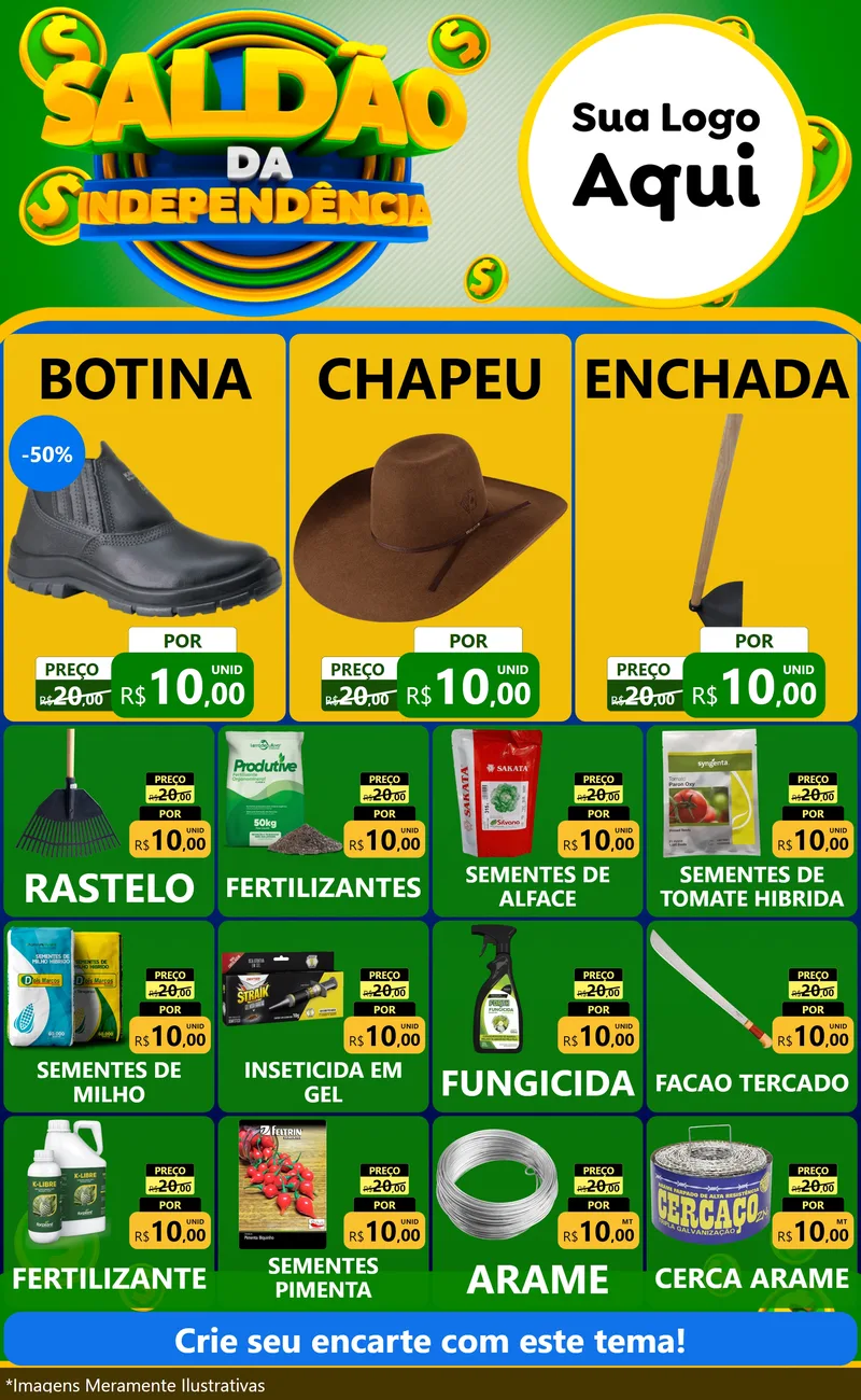 Modelo de Encarte para Encarte Grande com o tema Saldão da Indepêndencia para Agropecuária