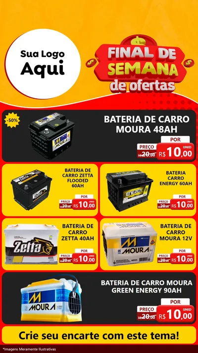 Modelo de TV para TV Vertical com o tema Final de Semana de Ofertas para Baterias Elétricas