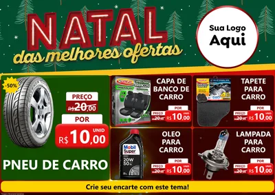 Modelo de Encarte para Encarte A4 Horizontal com o tema Natal das Melhores Ofertas para Auto peças