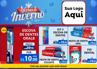 Modelo de Encarte para Encarte A4 Horizontal com o tema Ofertas de Inverno para Higiene Pessoal