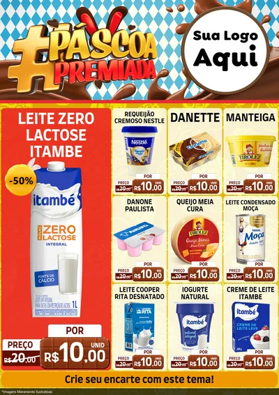 Modelo de Encarte para Encarte A4 Vertical com o tema Páscoa Premiada para Frios e Laticínios