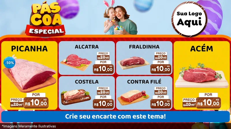 Modelo de TV para TV Horizontal com o tema Páscoa Especial para Açougue