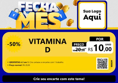 Modelo de Cartaz para Cartaz A4 Horizontal com o tema Fecha Mês para Farmácia