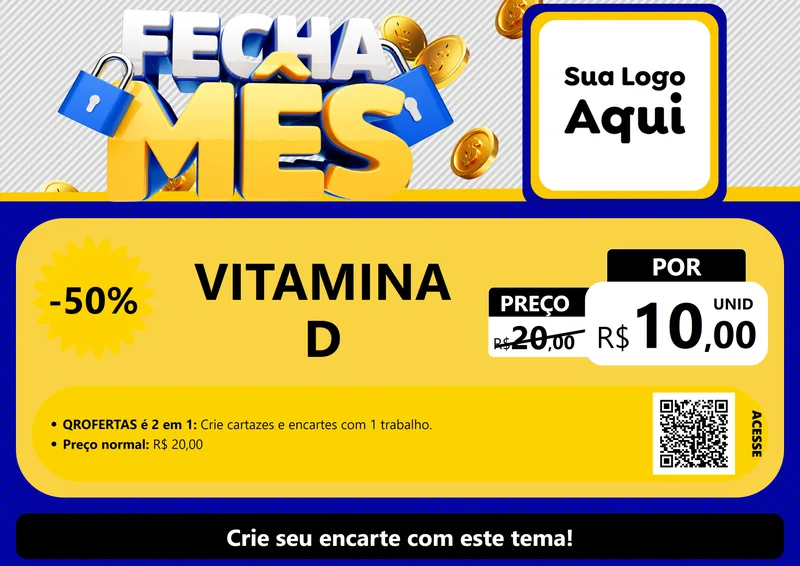 Modelo de Cartaz para Cartaz A4 Horizontal com o tema Fecha Mês para Farmácia