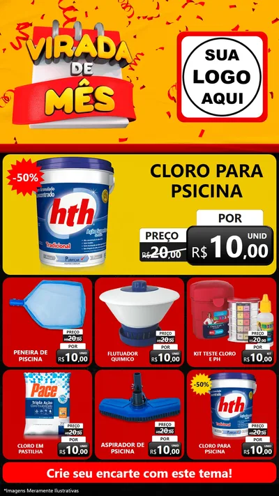 Modelo de Rede Social para Stories com o tema Virada de Mês para Produtos para Piscina
