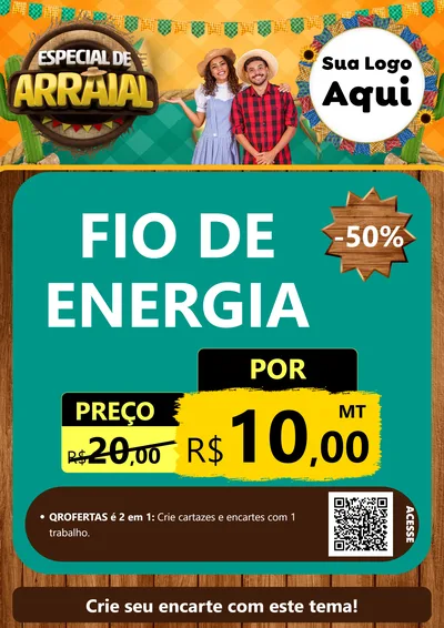 Modelo de Cartaz para Cartaz A4 Vertical com o tema Especial De Arraial para Materiais Elétricos