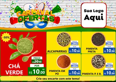 Modelo de Encarte para Encarte A4 Horizontal com o tema Carnaval de Ofertas para Produtos Naturais