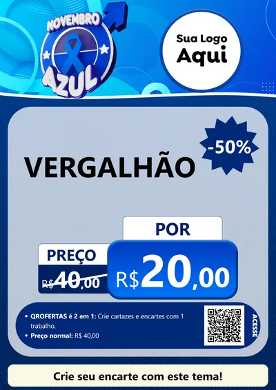 Modelo de Cartaz para Cartaz A4 Vertical com o tema Novembro Azul para Ferragens