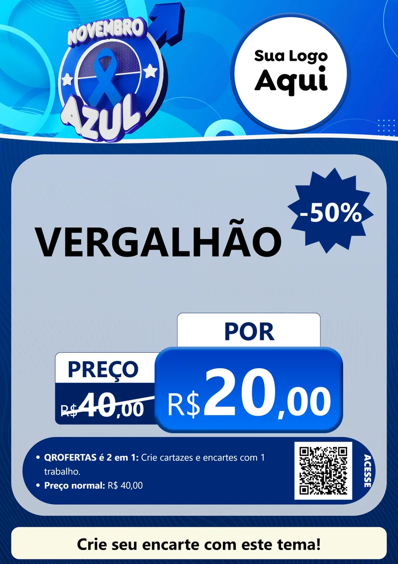 Modelo de Cartaz para Cartaz A4 Vertical com o tema Novembro Azul para Ferragens