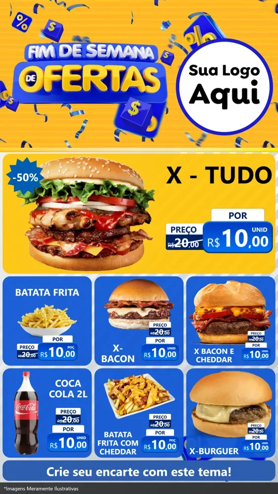Modelo de Rede Social para Stories com o tema Fim de Semana de Ofertas para Hamburgueria