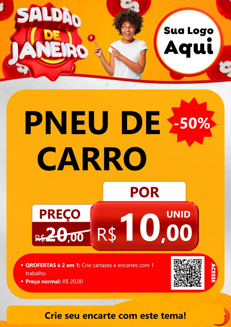 Modelo de Cartaz para Cartaz A4 Vertical com o tema Saldão de Janeiro para Auto peças