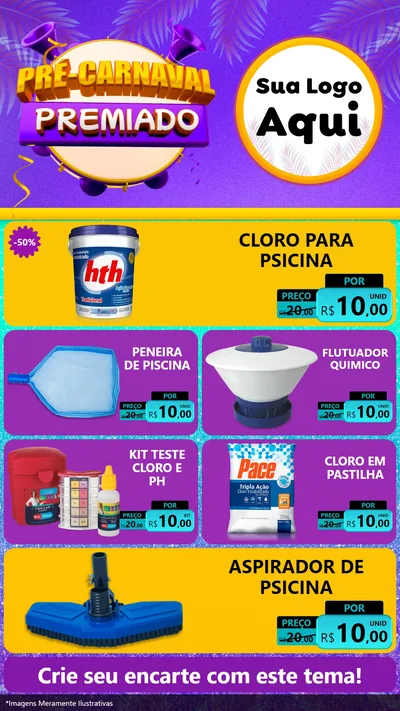 Modelo de TV para TV Vertical com o tema Pré-Carnaval Premiado para Produtos para Piscina