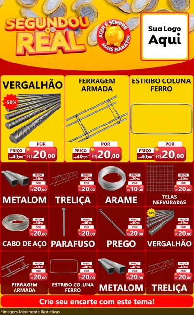 Modelo de Encarte para Encarte Grande com o tema Segundou do Real para Ferragens