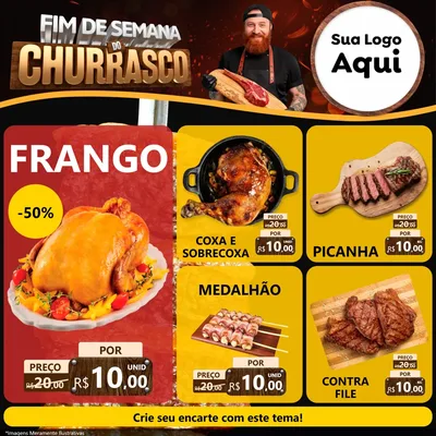 Modelo de Rede Social para Feed Facebook com o tema Fim de Semana do Churrasco para Assados