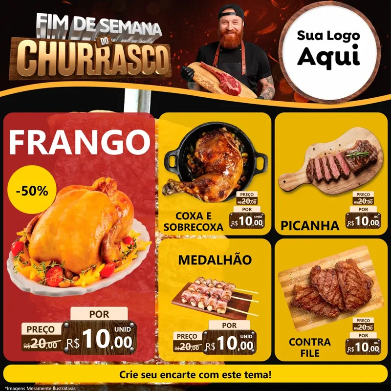 Modelo de Rede Social para Feed Facebook com o tema Fim de Semana do Churrasco para Assados