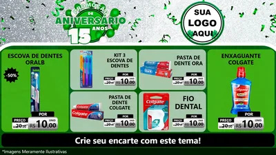 Modelo de TV para TV Horizontal com o tema Promoção de Aniversário - 15 Anos para Higiene Pessoal