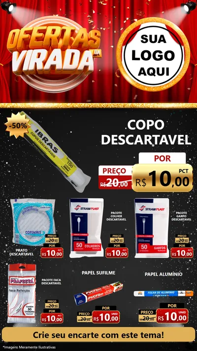 Modelo de Rede Social para Stories com o tema Ofertas da Virada para Embalagens