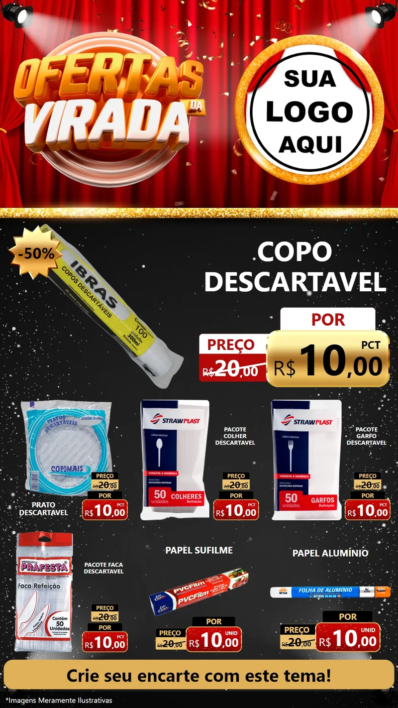 Modelo de Rede Social para Stories com o tema Ofertas da Virada para Embalagens