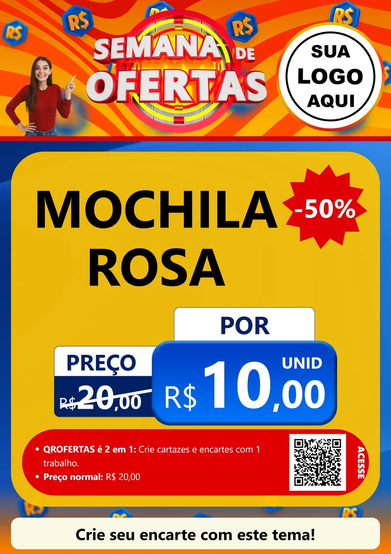 Modelo de Cartaz para Cartaz A4 Vertical com o tema Semana de Ofertas para Papelaria