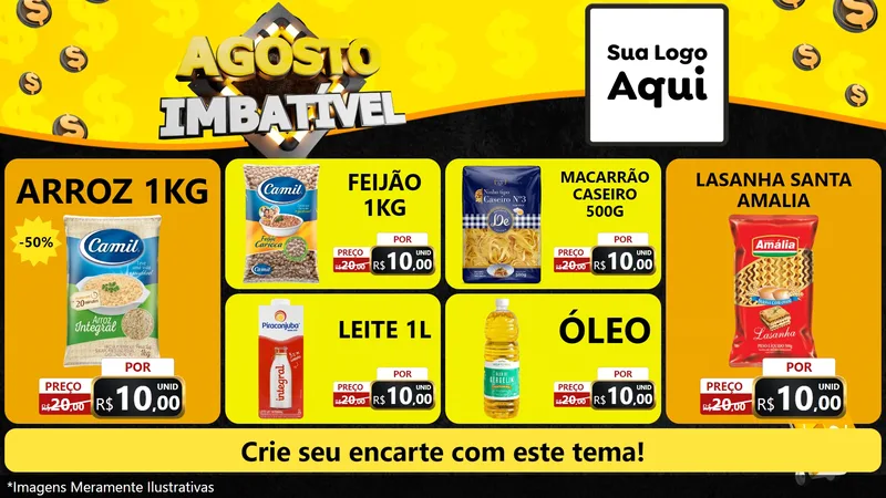Modelo de TV para TV Horizontal com o tema Agosto Imbatível para Supermercado
