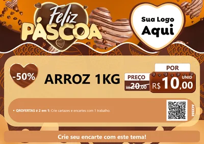 Modelo de Cartaz para Cartaz A4 Horizontal com o tema Feliz Páscoa para Supermercado