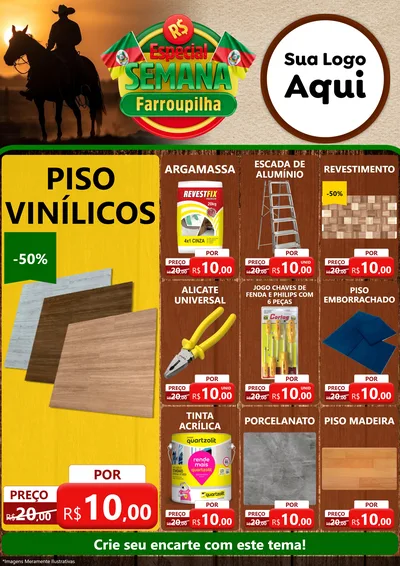 Modelo de Encarte para Encarte A4 Vertical com o tema Especial Semana Farroupilha para Material para Construção