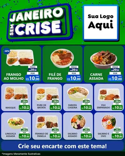 Modelo de Rede Social para Feed Instagram com o tema Janeiro Sem Crise para Restaurante