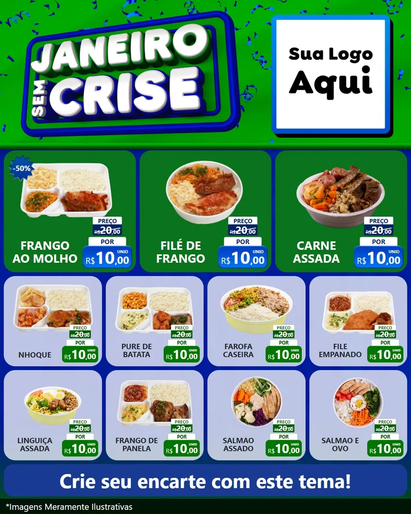 Modelo de Rede Social para Feed Instagram com o tema Janeiro Sem Crise para Restaurante