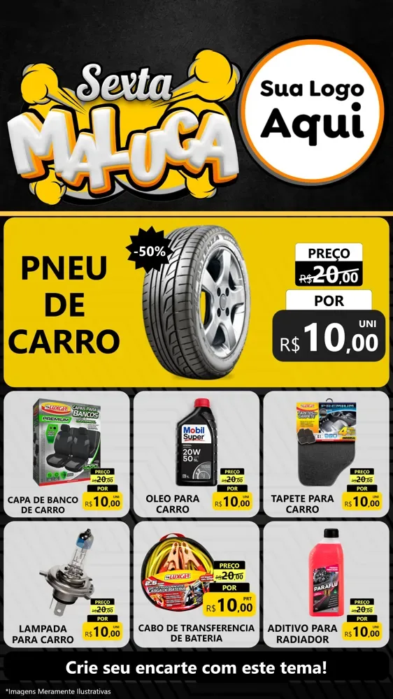 Modelo de Rede Social para Stories com o tema Sexta Maluca para Auto peças