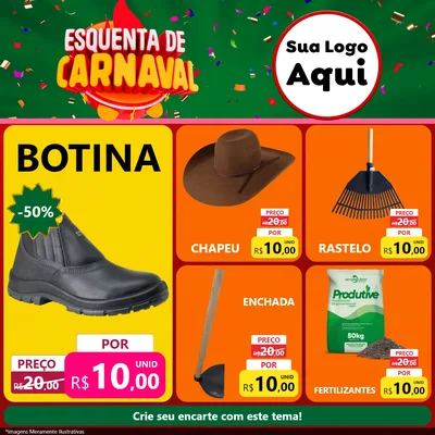 Modelo de Rede Social para Feed Facebook com o tema Esquenta de Carnaval para Agropecuária