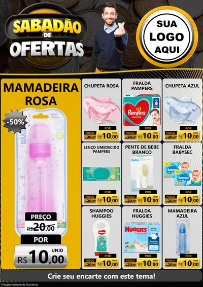 Modelo de Encarte para Encarte A4 Vertical com o tema Sabadão de Ofertas para Bebês