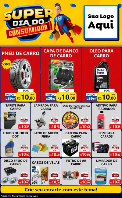 Modelo de Encarte para Encarte Grande com o tema Super Dia do Consumidor para Auto peças