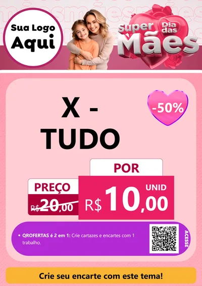 Modelo de Cartaz para Cartaz A4 Vertical com o tema Super Dia Das Mães para Hamburgueria