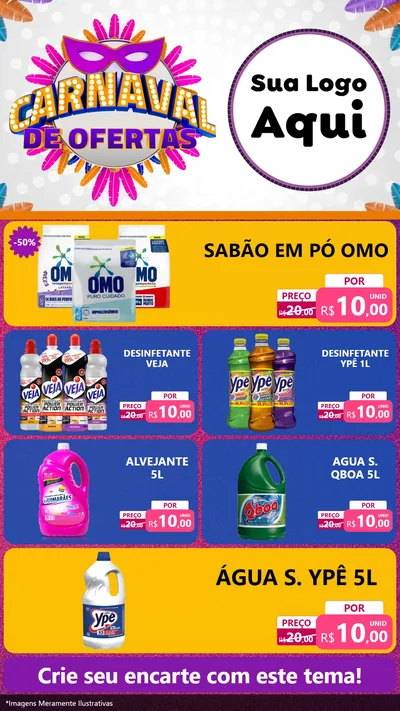 Modelo de TV para TV Vertical com o tema Carnaval de Ofertas para Produtos de Limpeza