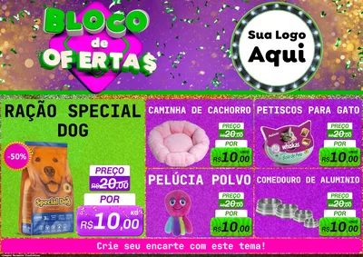 Modelo de Encarte para Encarte A4 Horizontal com o tema Bloco de Ofertas para Pet Shop
